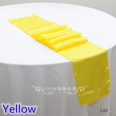 

Yellow Colour Table runner satin shiny colour table decoration wedding hotel party show table runner cheap
