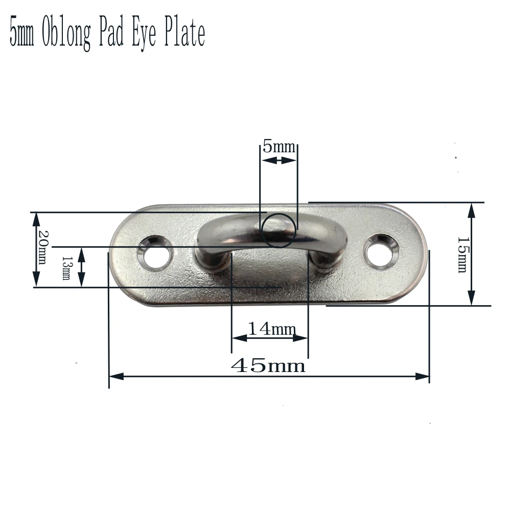 

Marine Stainless Oblong Pad Eye Plate Sail Boat Kayak Sun shades Accessory SS316 Marine Hardware Boat/Yacht 5mm 6mm 8mm