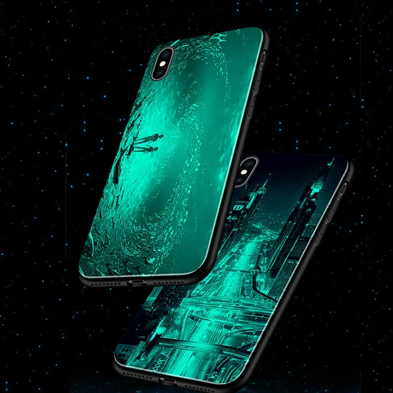 Ollivan Tempered Glass Case For iphone XS MAX XS XR X Luxury Luminous Mirror Silicone Phone Case For iphone 7 8 6 6s Plus Cases (5)