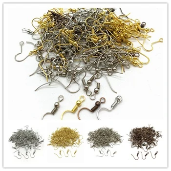 

100PCS Findings Earring Hook Coil Ear Wire DIY Jewelry Making