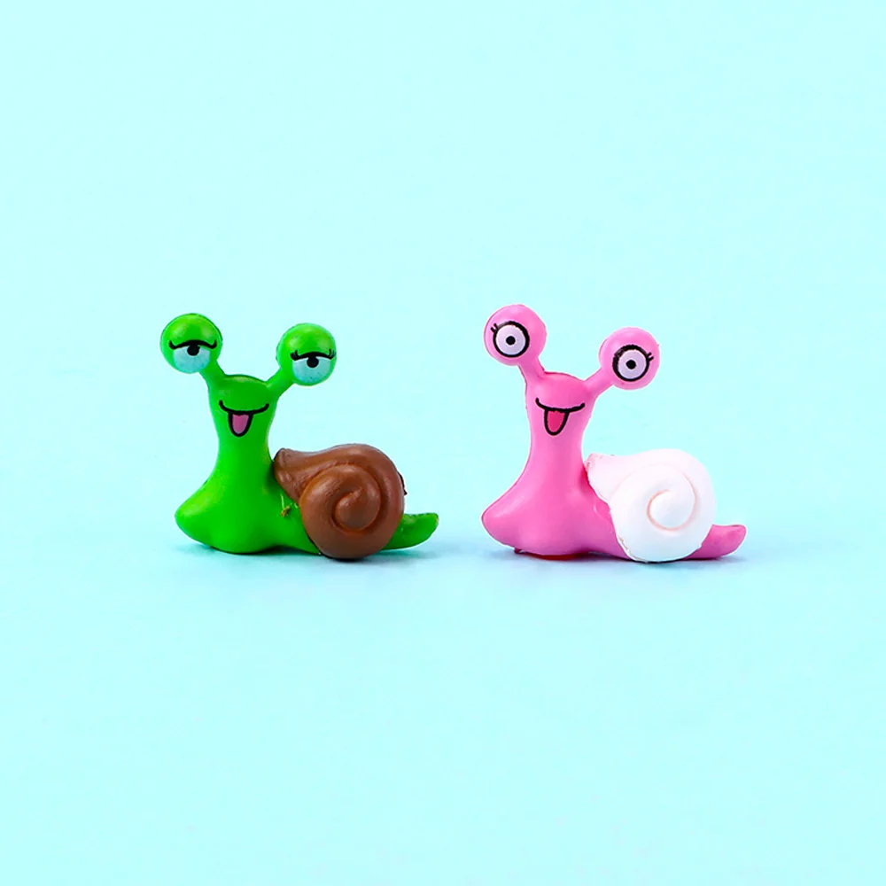 2 Pcs/Set Mini Snails Figurine Fairy Garden Dollhouse Toys DIY Crafts Micro Landscape Decoration