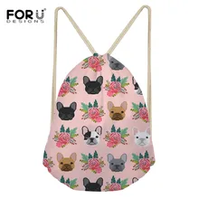 FORUDESIGNS/мешки Drawstring Французский бульдог принт цветок строка сумки на ремне Дети Повседневное дорожная сумка Для женщин Mochila двойной Применение Bolsa