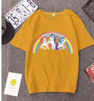 Женская одежда arajuku футболка мультфильм Kawaii H Радуга печатных милый женский