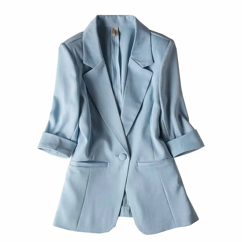 

Spring Summer Striped Suit Women Thin Blazers Jackets Plus size S-7XL Three Quarter sleeve short Outerwear Casual Female G275