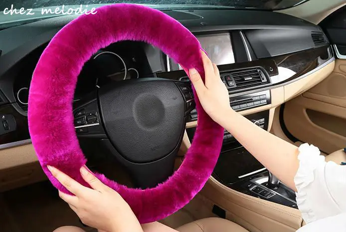 

2cm thickness dark colors Universal Natural GREEN DYE Australian pure sheepskin wool fur cover for car steering wheel 35-43cm