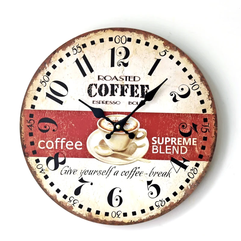 

Coffee Wood Large Wall Clock Europe Circular Living Room Wall Clock wall watches Home Decor orologio parete