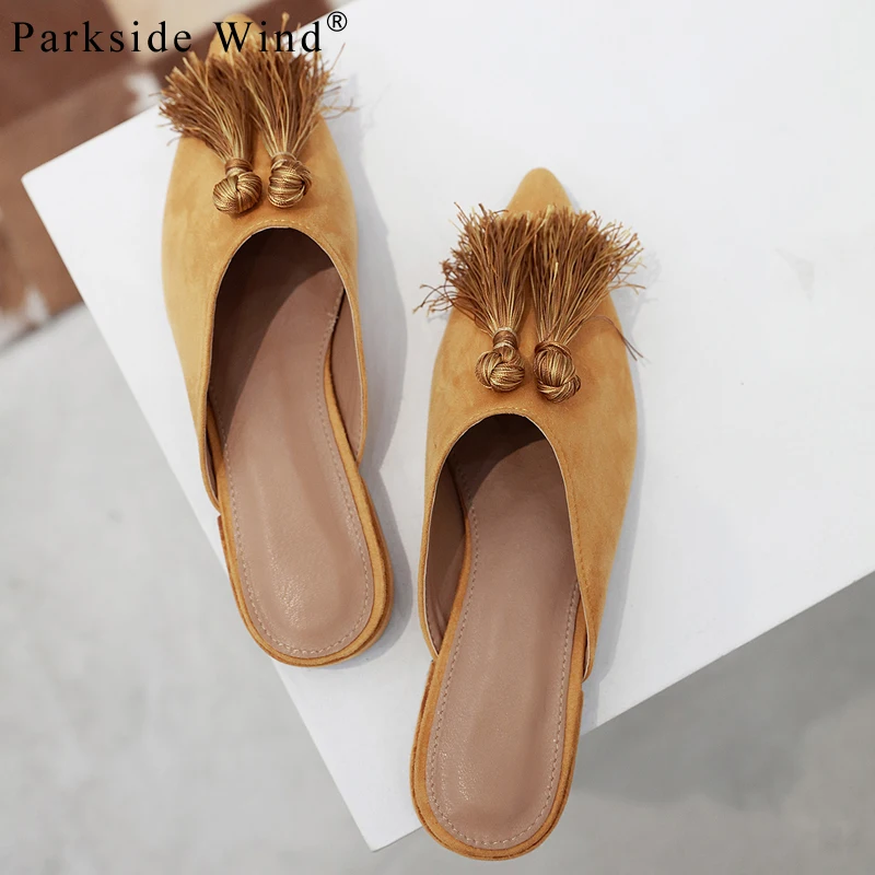 

Parkside Wind Autumn Women Slippers Flock Tassel Female Mules Shoes Fashion Low Heels Shoe Pointed Toe Elegant Woman Slippers-45