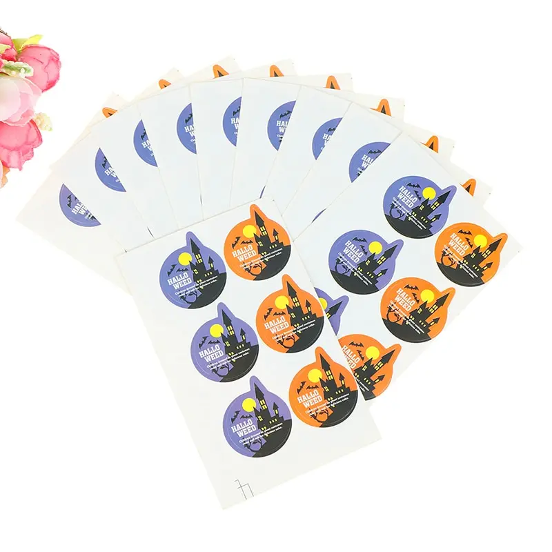 60pcs/lot Halloween Bat Castle Paper Seal Stickers DIY Gifts Package Tags Labels Party Decrations