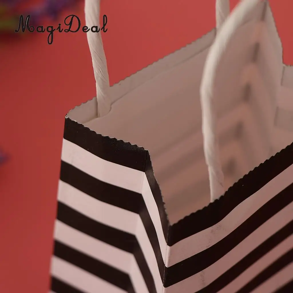 6pcs Paper Striped Candy Gift Bags Handle Tote Bag Party Favors  