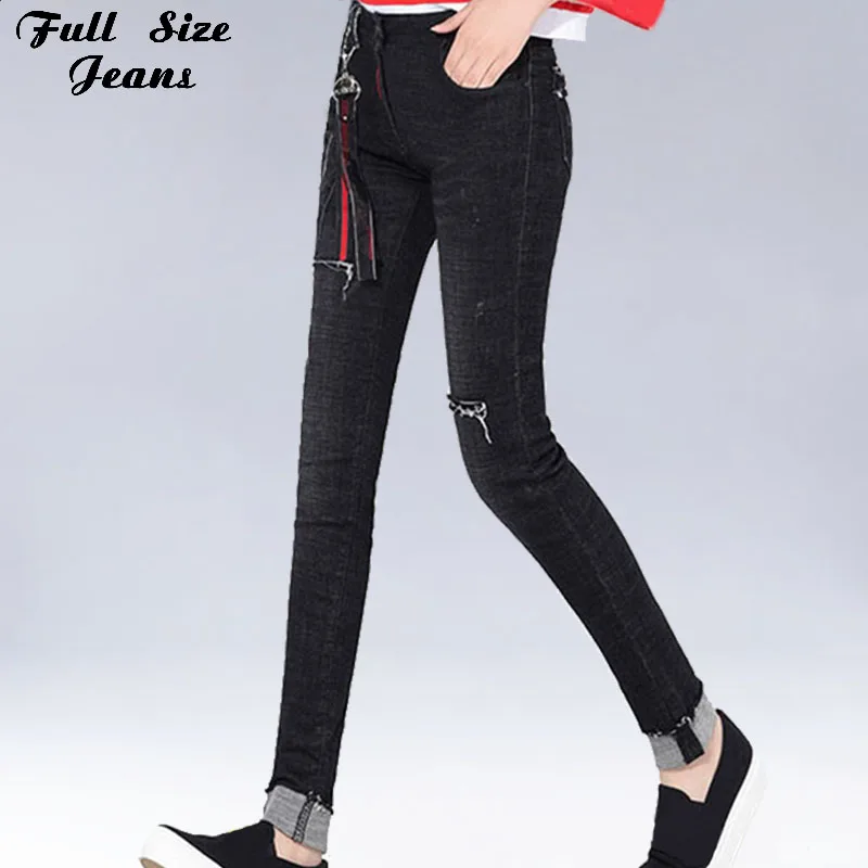 

Plus Size Black Ripped Skinny Extra Long Jeans 4XL 7XL Tall Girl Frayed&Cuffed Mom Stretch Denim Pencil Pants Taller Femme Jean