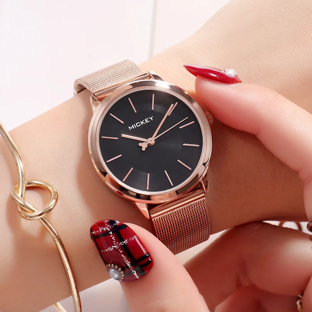 

women's Disney brand mickey mouse woman quartz wristwatches stainless steel womens clocks watches waterproof Citizen movement