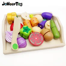 JaheerToy Wooden Kitchen Toys Set Cut Vegetables Toys for Children Simulation Kitchen Montessori Educational Early Childhood