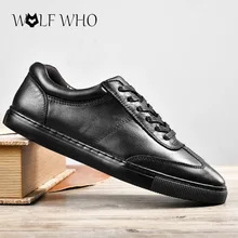 Shoes Men Handmade Brand Genuine leather Men Flats Shoes Classic White Black Lace Up Casual Shoes Zapatos Hombre