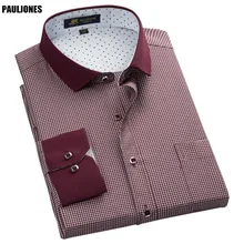 Pauljones 57xx дешевый воротник дизайн с длинными рукавами для мужчин s полосатые рубашки Повседневное платье Мужская рубашка в клетку Высококачественная Мужская одежда