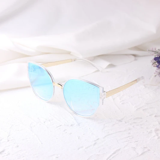 Модные солнцезащитные очки «кошачий глаз», милые детские очки, брендовые дизайнерские солнцезащитные очки для девочек, детские солнцезащитные очки для маленьких мальчиков, Lentes De Sol Mujer - Цвет линз: Синий
