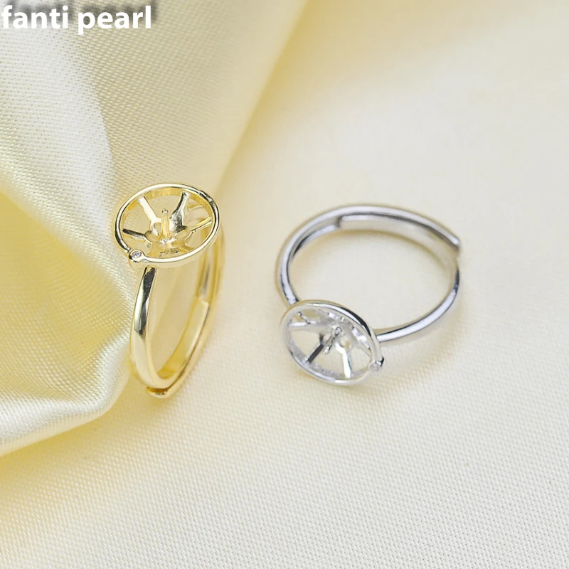 

DIY Pearl Ring 925 silver Accessories Natural freshwater Pearl rings s925 Sterling Silver ring 9-11 mm