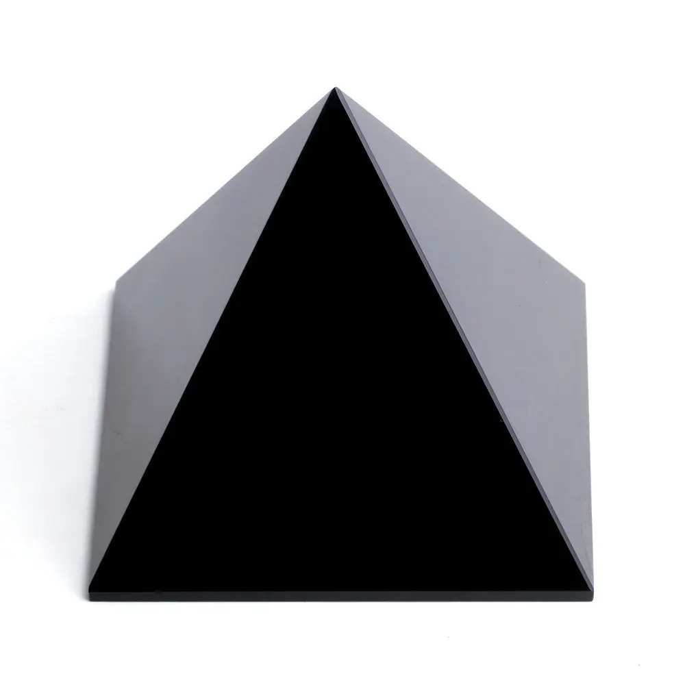 AAA+Natural black obsidian pyramid singing healing stones for paper weight