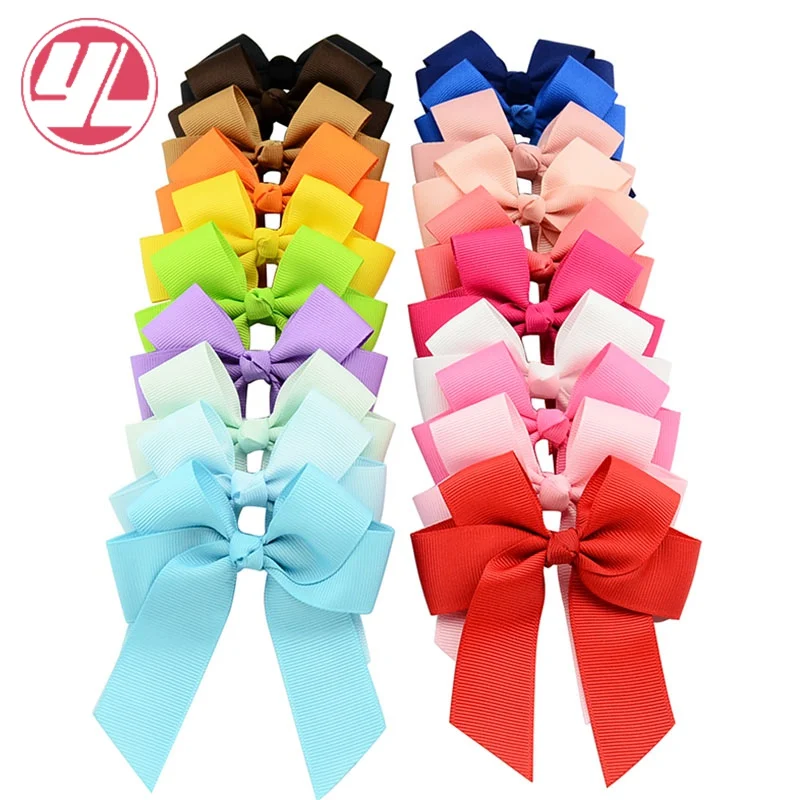 

20Pcs/Set Girls 9cm *10.5cm Satin Ribbon Bowknot Hair Clips Kids Barrette Hairgrips Children Ponytail Hair Accessories 617