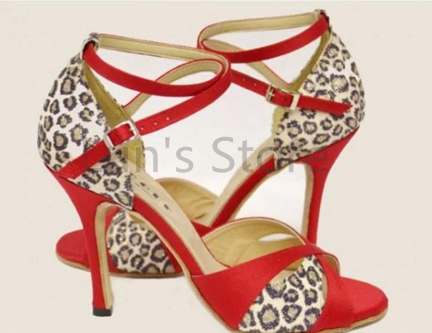 50086 Leopard Leather Salsa Ballroom Latin Tango Dance Shoes 2.5" 3" Very fine 