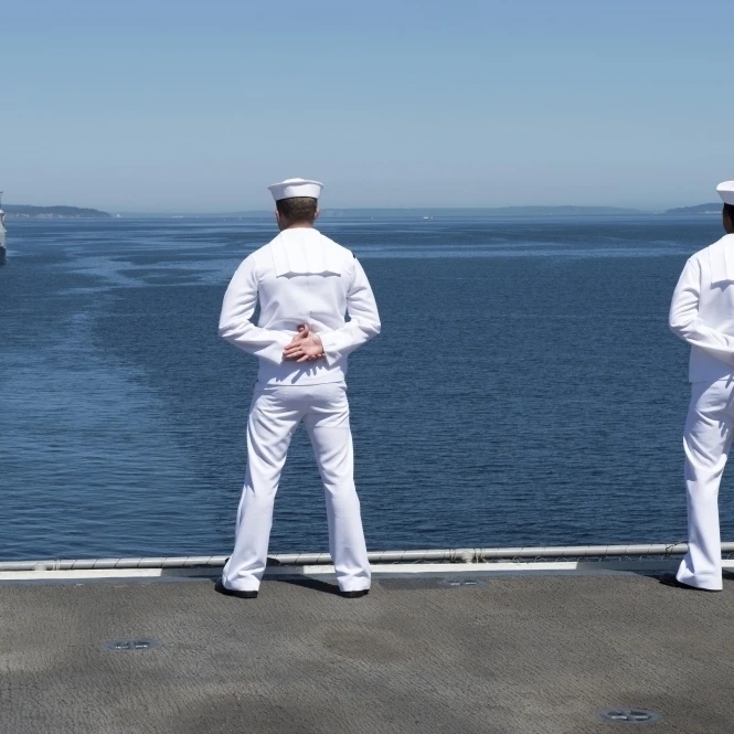 Sailors man the rails aboard USS Essex Poster Print (34 x 22)