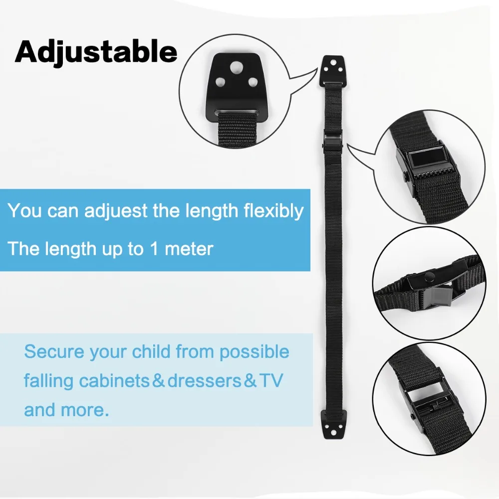 2 pack baby safety Anti-Tip Straps for Flat Screen TVs and Furniture TV wall strap plastic lock