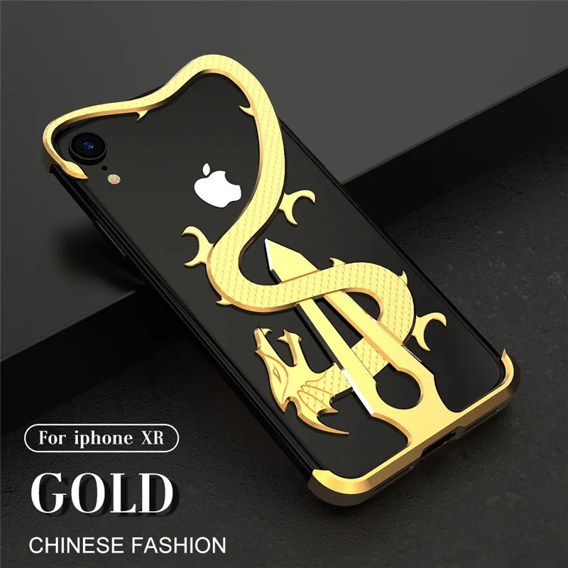 R-just китайский дизайн дракона металлический чехол для телефона iphone XS MAX X XS XR противоударный чехол для мобильного телефона iphone XS