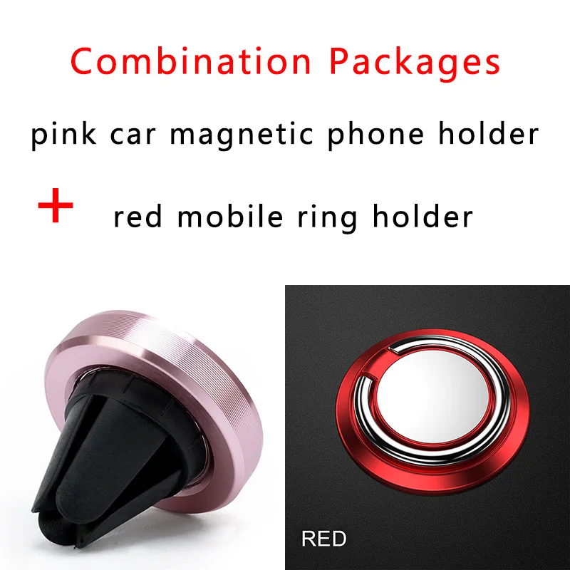 Универсальный магнитный автомобильный держатель для телефона, вращающийся на 360 градусов, держатель для мобильного телефона, портативный автомобильный Магнитный кронштейн - Цвет: pink and red
