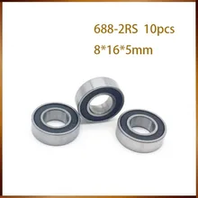 10 pces 688-2rs 8*16*5mm ABEC-1 688 rs 688rs a vedação de borracha enseada parede fina rolamentos rígidos de esferas 688rs