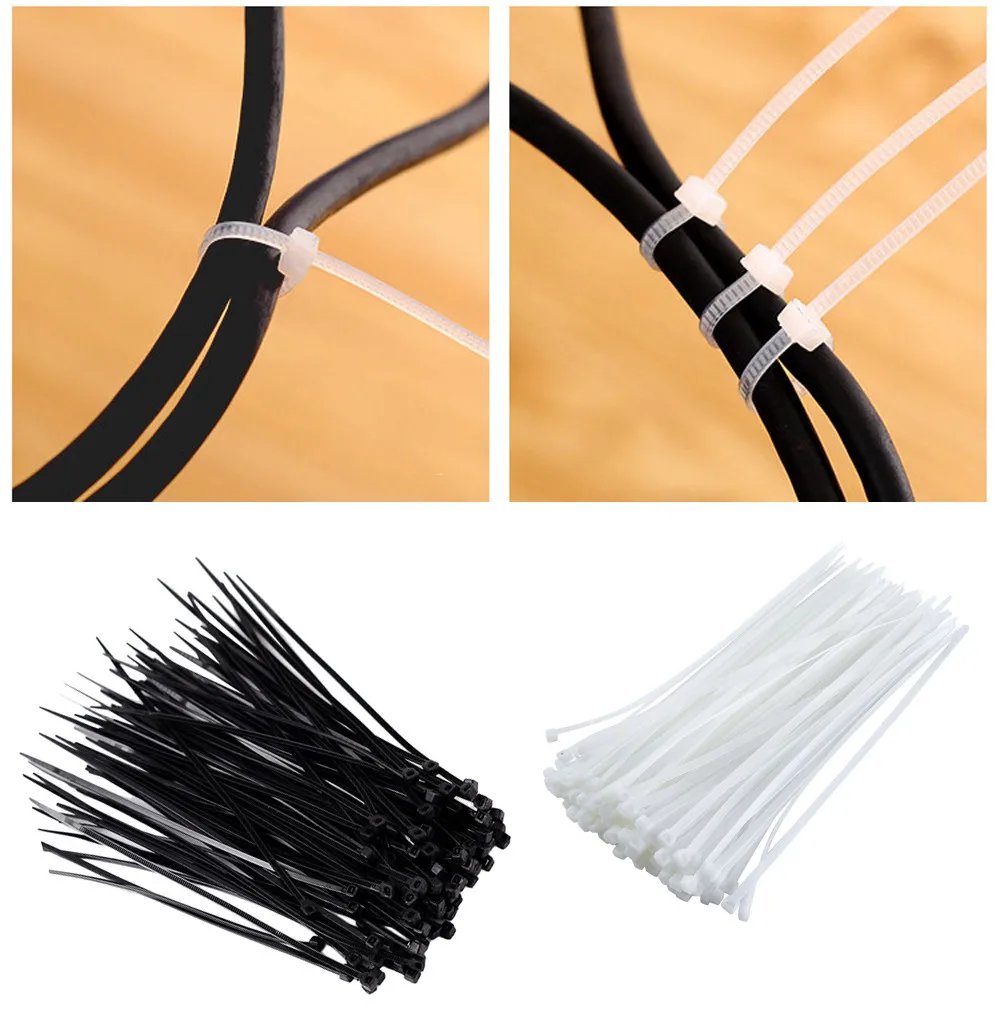 100 шт. кабельные стяжки устойчивые к УФ погоде самоблокирующиеся пластиковые хомут для проводов и кабелей стяжки соединительный кабель различные характеристики# YJ