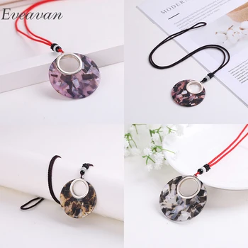 

EUEAVAN 10pcs Trendy Tortoise Color Necklace Acrylic Acetic Acid Sheet Geometric Circle Round Necklaces For Men Women