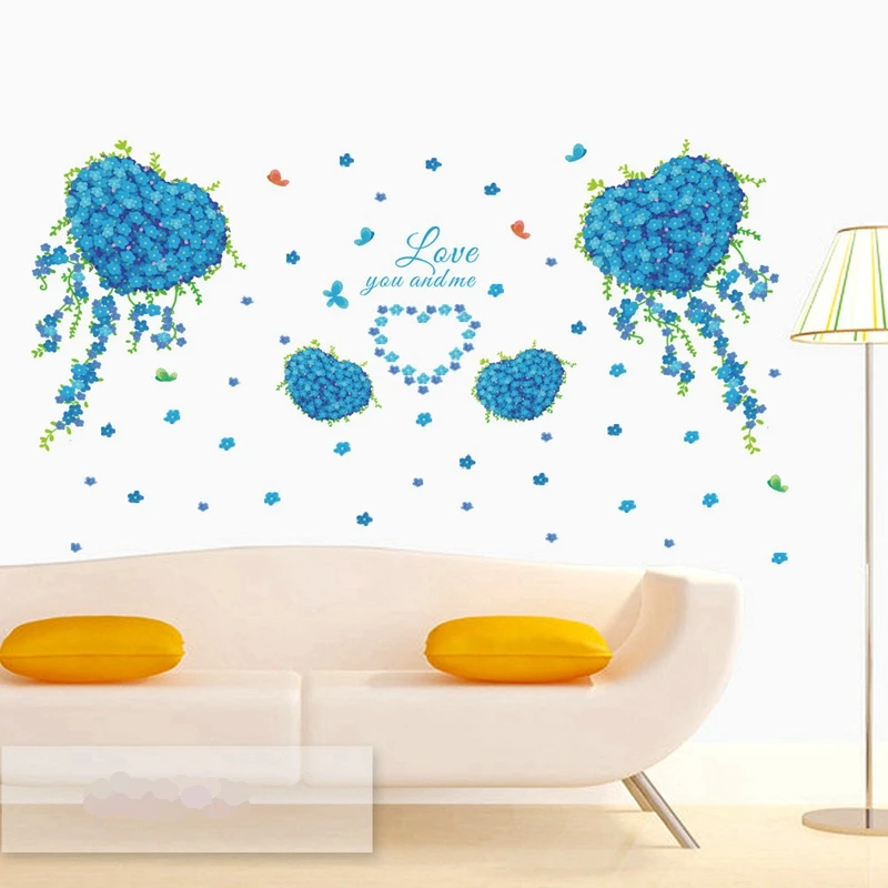 Blue Rose for Love Wall Sticker Vinyl Wall Stickers Adornment Home