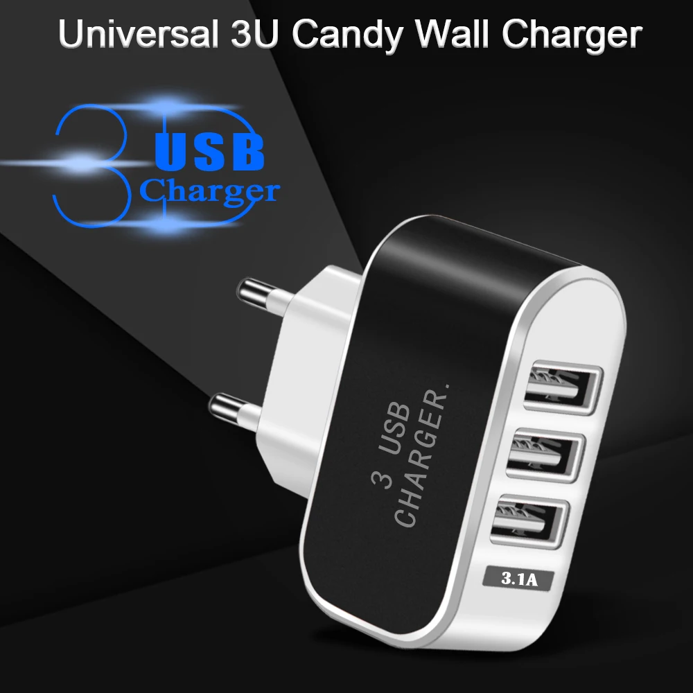 3 Ports USB Charger 5V 2A Travel USB Wall Power Adapter EU Phone Charger For Huawei P20 Lite Xiaomi Samsung HTC iPhone Charging