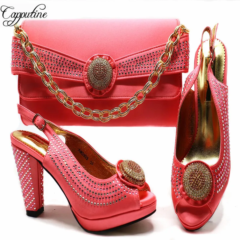 brown Ensemble argent or Chaussures Mode pourpre Brun Partie Style Couleur peach Talons Avec Blue Sacs G53 Lake Sac Femme 2018 Haute Pour Et Strass Nouvelle Nigeria 4wzqBf1