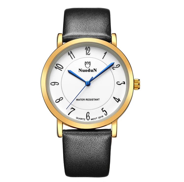 Брендовые простые часы для мужчин и женщин Nuodun модные повседневные кварцевые часы Пара наручные часы водонепроницаемые часы кожаный ремешок мужской Relogio