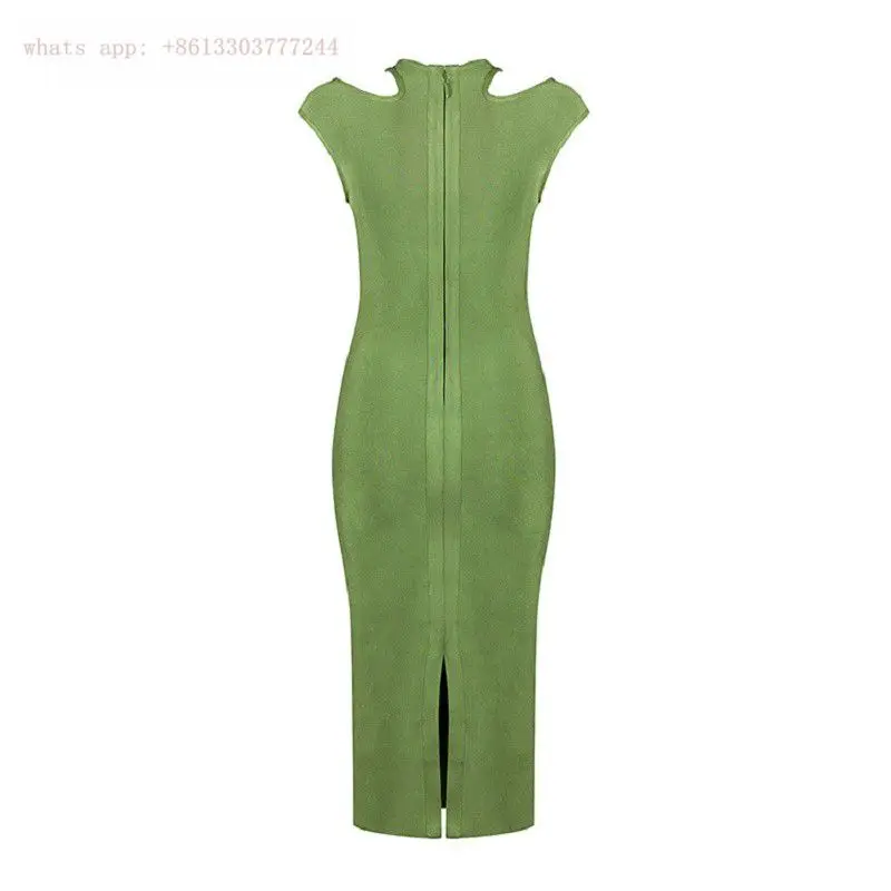 Летнее оливково-зеленое Бандажное платье с разрезом сзади, сексуальное женское vetsidos, розовое, черное, с открытыми плечами, для особых случаев, для официальных вечеринок