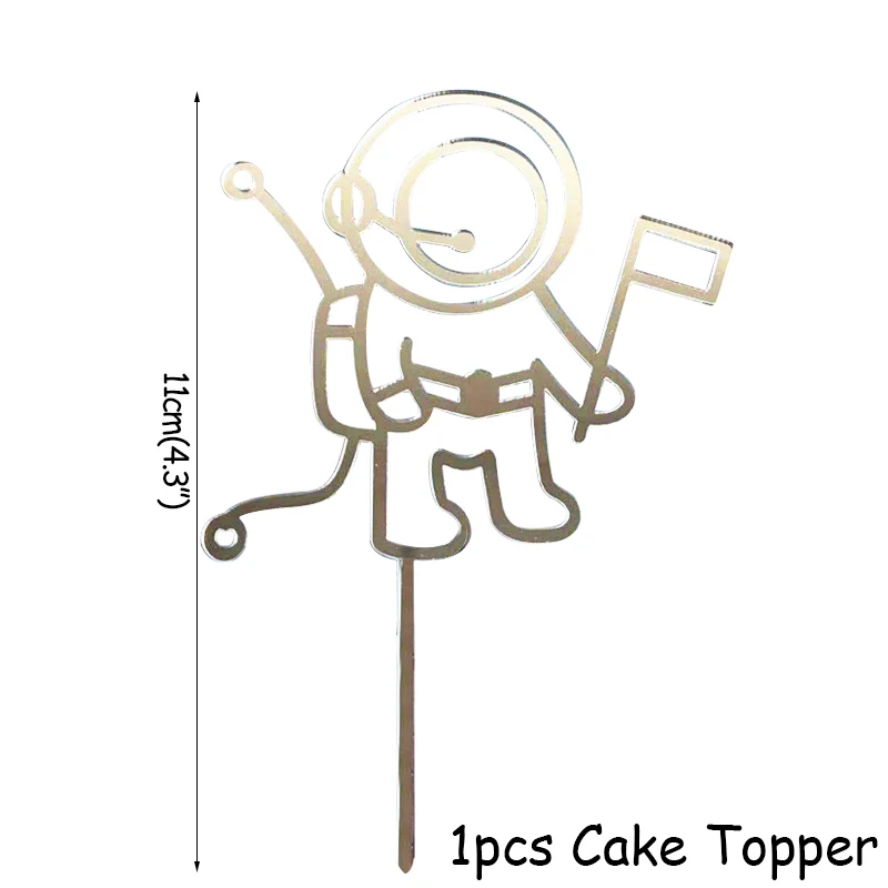 Астронавт космическую тематику вечерние 1 компл./лот посуда торт фигурки жениха и невесты; ракета День рождения украшения дети для дома вечерние Декор поставки - Цвет: 1pc silvercaketopper