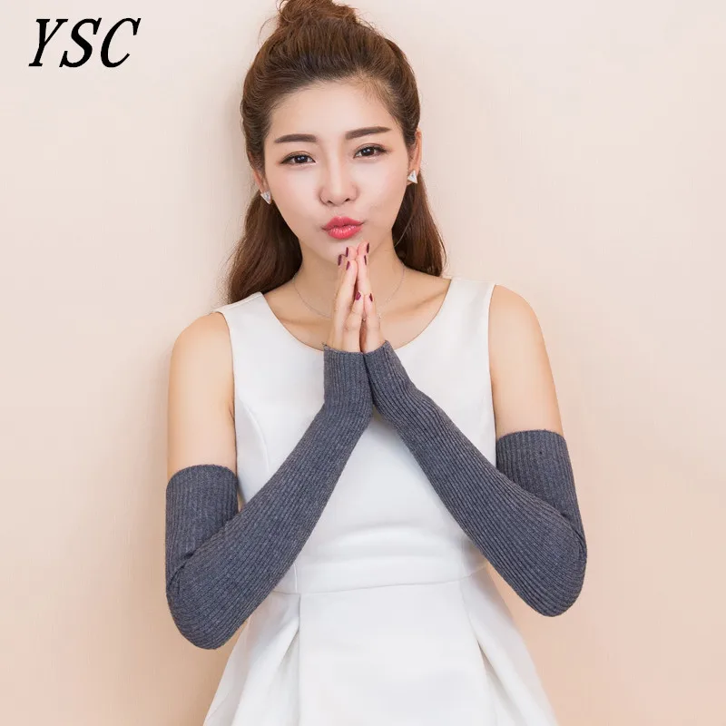 YUNSHUCLOSET осенне-зимние новые модные женские вязаные длинные кашемировые перчатки в стиле пальцев