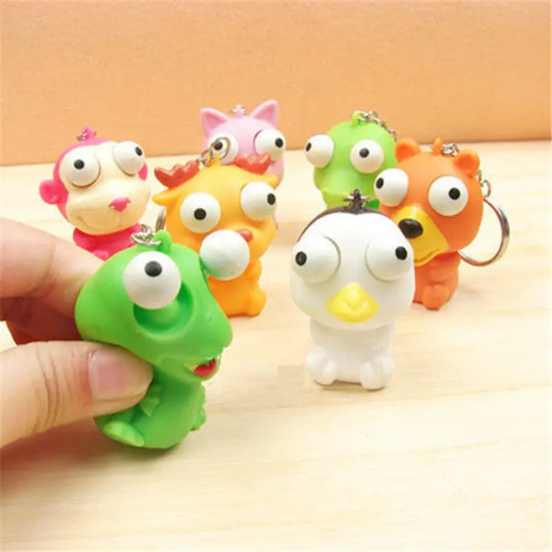 

Animal Squeeze Toy Out Eyes Doll Stress Relief Venting Keychain Joking Decompression Toys Ring Hand Grips Muscle Power Training