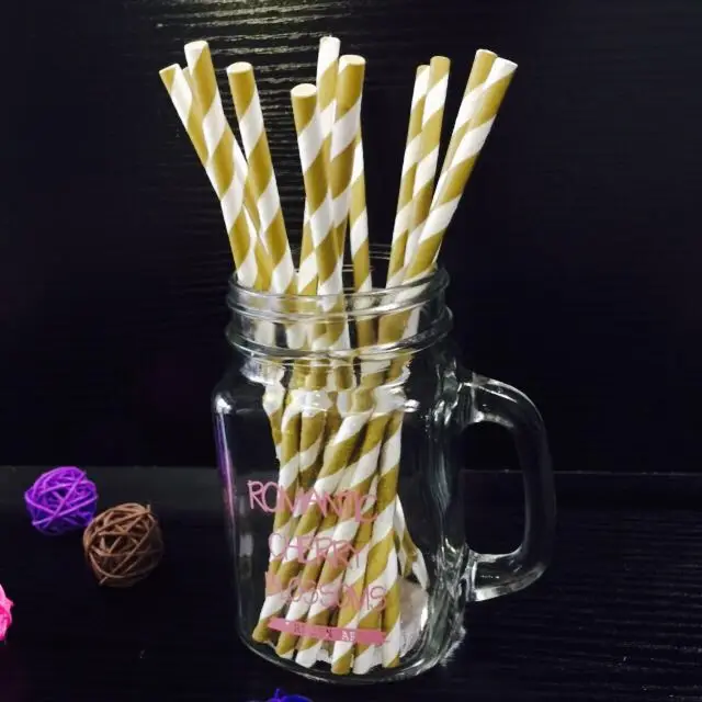 25pcs/lot Gold Paper Straws Mixed Two Color Drinking For Christmas Evening party Wedding Party Birthday Decoration | Дом и сад