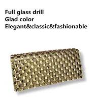 Women’s Rhinestone Full Glass Drill Banquet Handbag Party Clutch Female bolsa carteiro feminina With 120cm Chain