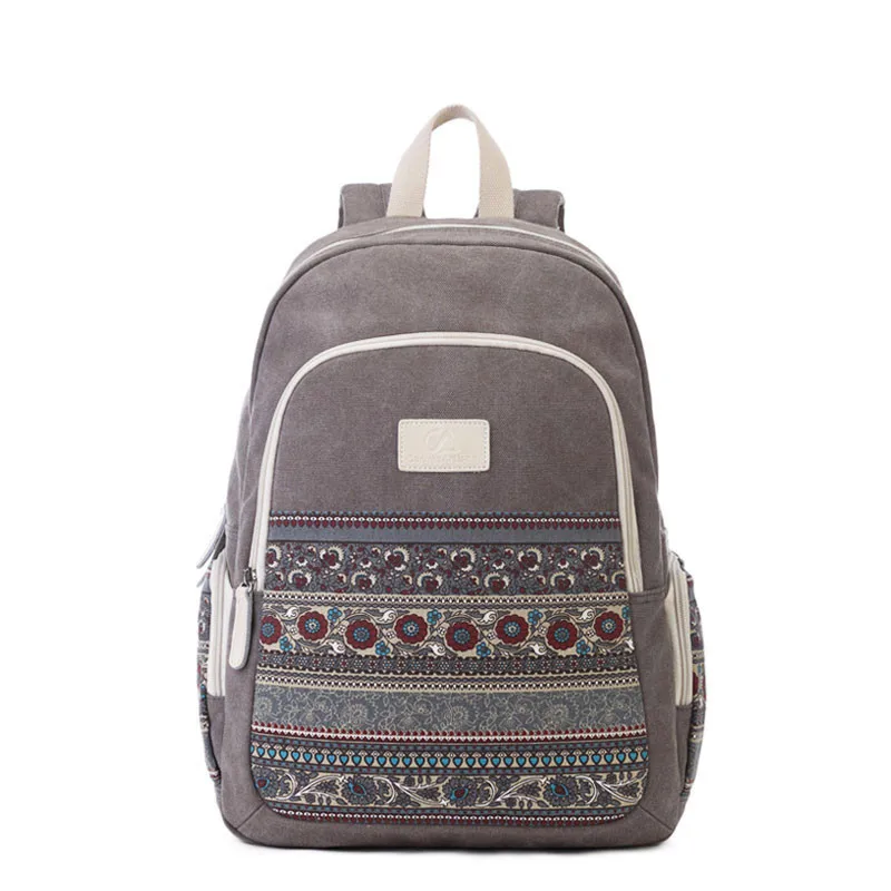 Printed Backpack Canvas Lady School Bag Backpack Female Retro Floral