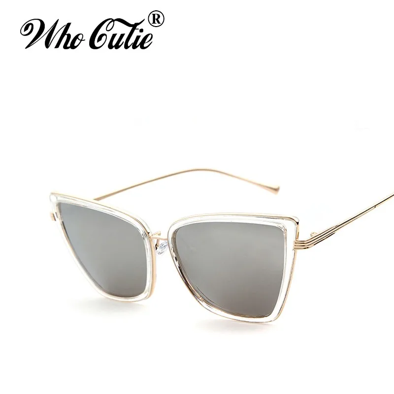 WHO CUTIE, негабаритные солнцезащитные очки "кошачий глаз" для женщин, квадратная металлическая оправа, модные трендовые солнцезащитные очки "кошачий глаз" с градиентными линзами, оттенки OM54