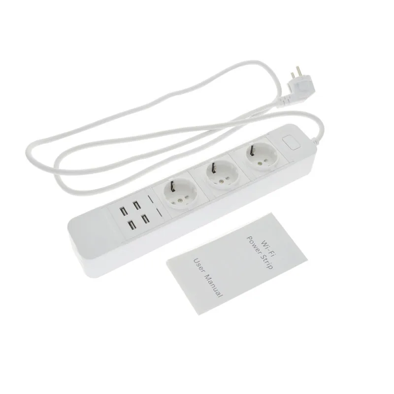 Pаспродажа Wi Fi Smart мощность полосы 4 порты и разъёмы USB 3 AC розетки USB розетку Защита от перенапряжения для Alexa Google дома IFTTT