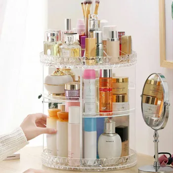 

2019 Newest Hot Fashion Transparent Makeup Cosmetic Rack Holder 360 Degree Rotating Organizer Storage Box Case Clear