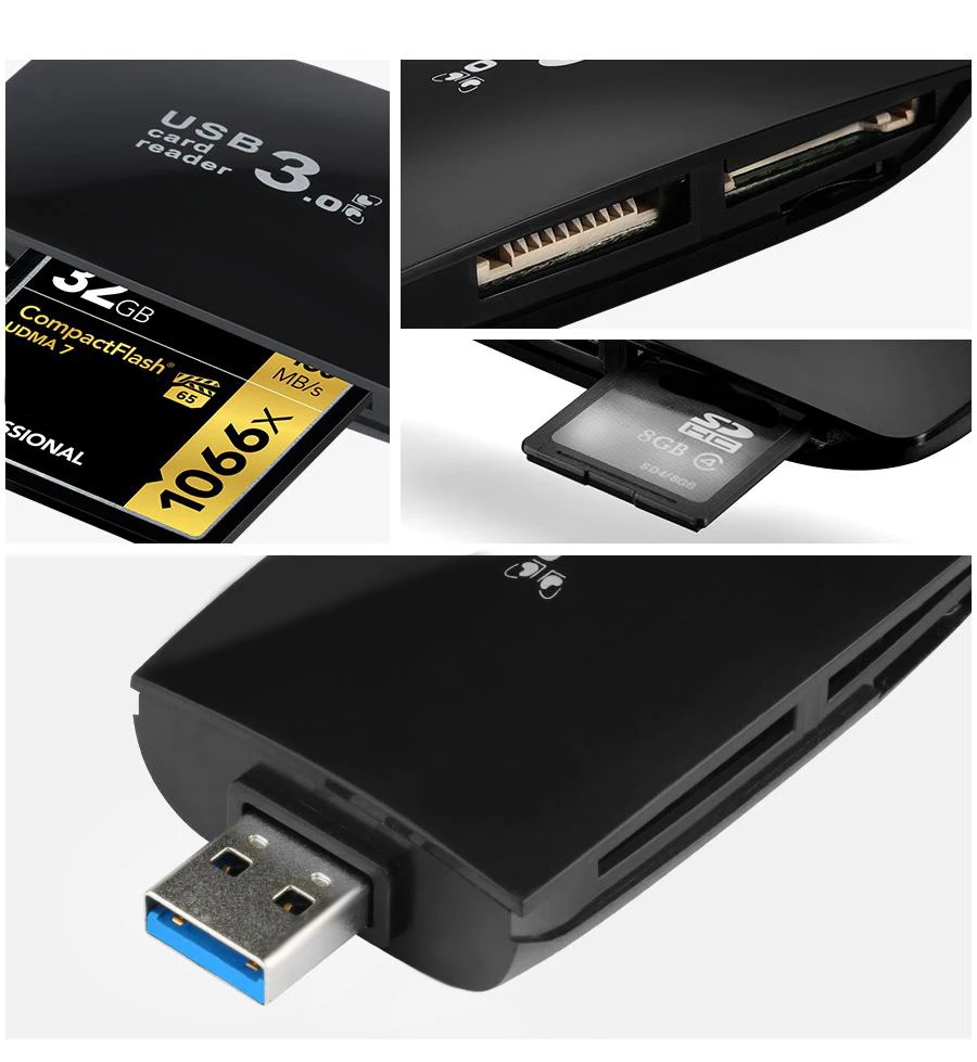 Rocketek usb 3,0 мульти карта памяти ридер адаптер кардридер для micro SD/TF CF MS microsd ридеры ноутбук