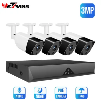 

Wetrans CCTV System POE 1080P NVR Audio Camera 3MP Surveillance Kit Security Camera System Outdoor Onvif H.265 2MP IP Cam Set