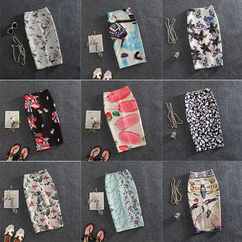 

2019 summer new print bag hip long section thin over the knee after split fork pencil personality skirt female