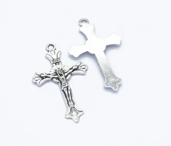 

160pcs Exquisite crucifix Popular in Europe America charms pendants37*22mm antique silver bronze alloy Handmade earring bracelet