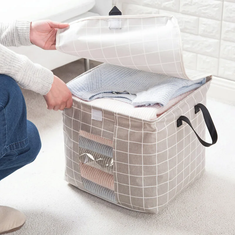 

PVC+PE+ cotton and linen canvas waterproof folding quilt storage box clothing storage Organizer Wardrobe Storage container