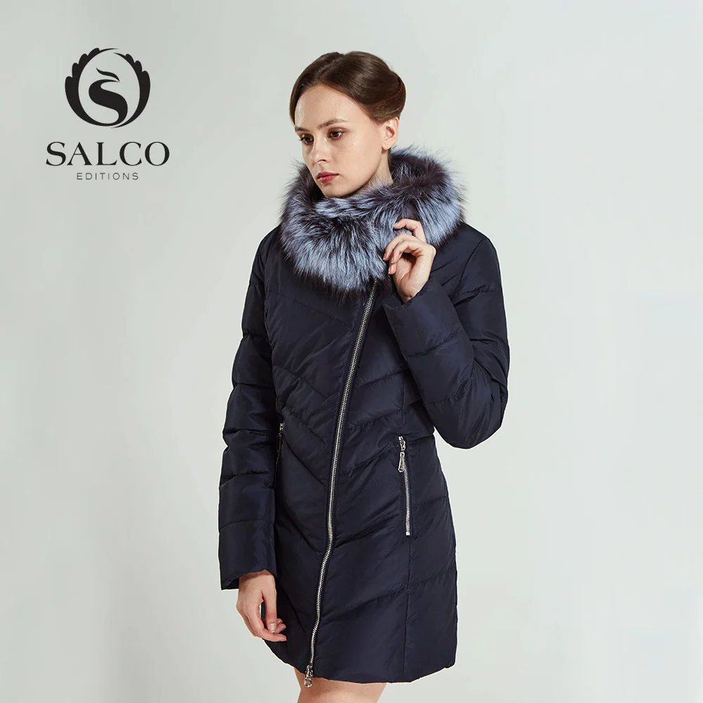 SALCO в 2017 году новая женская одежда чтобы согреться длинные леди мобильный silver fox